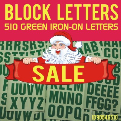 510 GREEN Iron-on Letters Pack