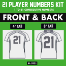 Jersey Front & Back Iron-on Number Sets 4 and 8 Inch.